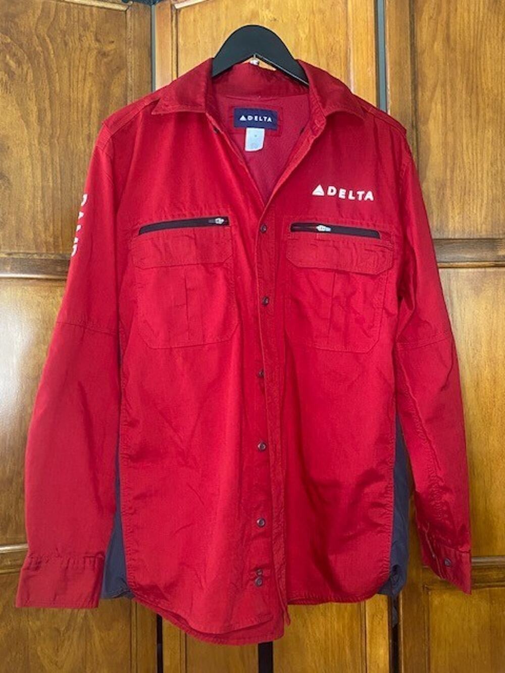 Delta Ramp Works Shirt Mens M Red Long Sleeve Fishing Outdoor Vented Button Up